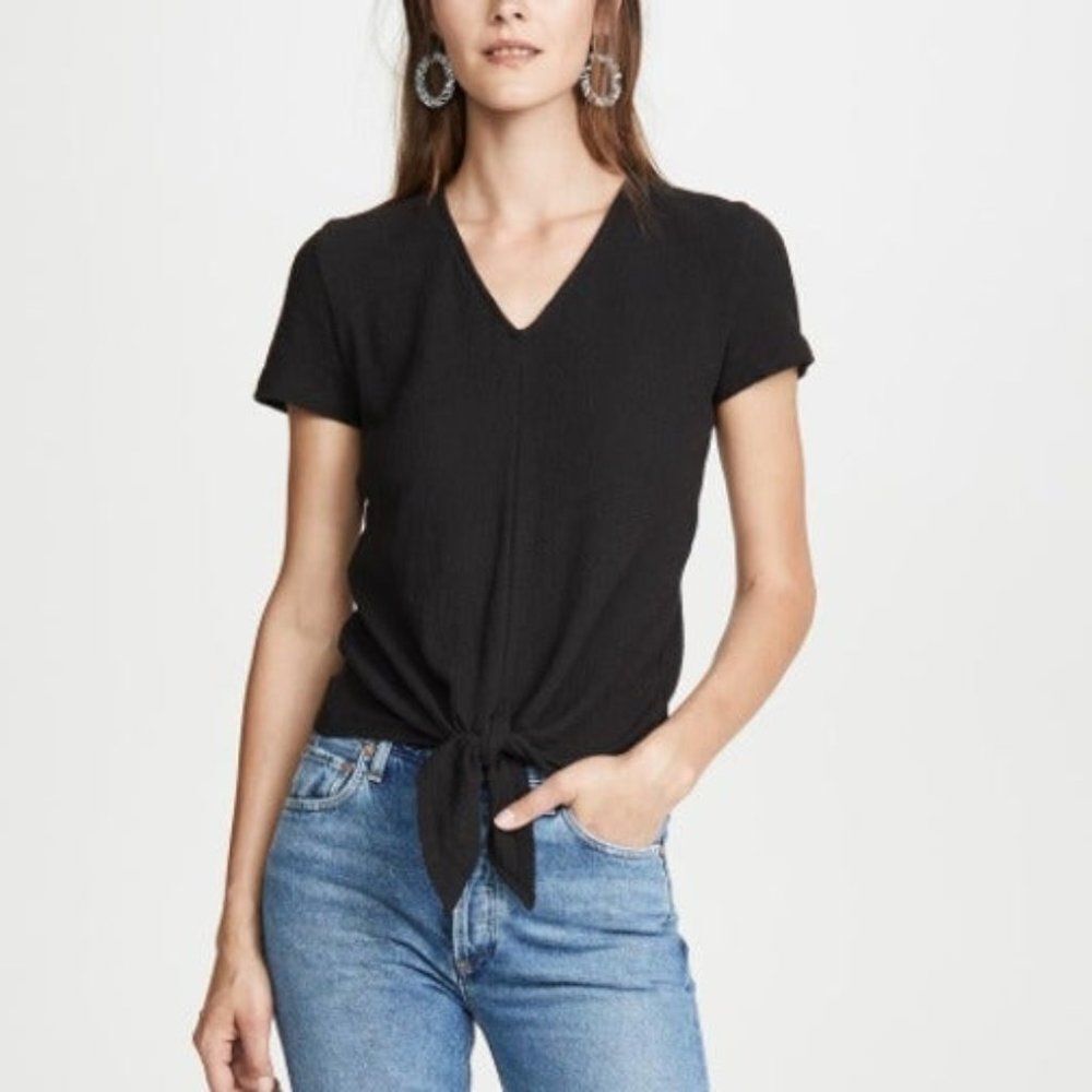 Madewell Woven V-Neck Tie Hem Blouse